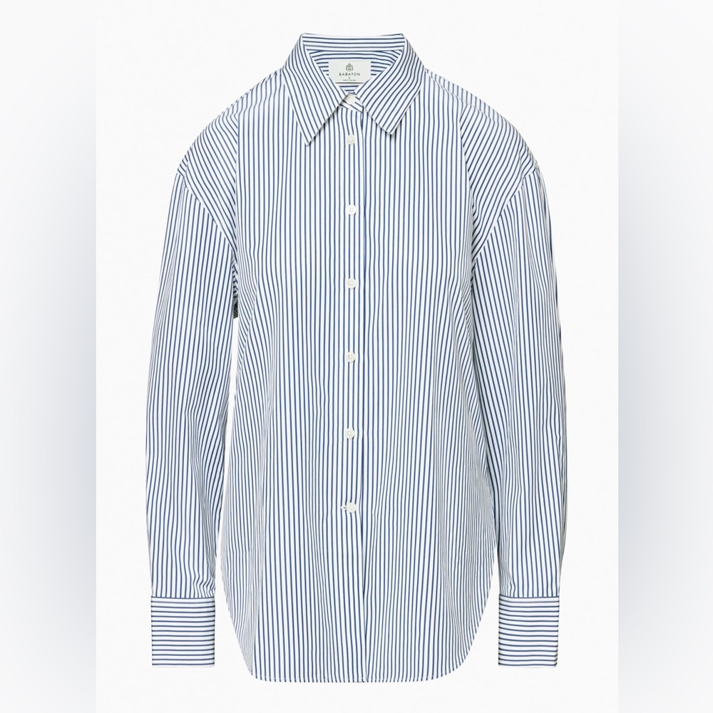 Aritzia babaton essential poplin shirt - Jude white/night bird